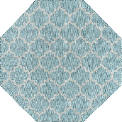 Unique Loom Outdoor Trellis Collection Area Rug (8' Octagon, Aquamarine/ Gray)