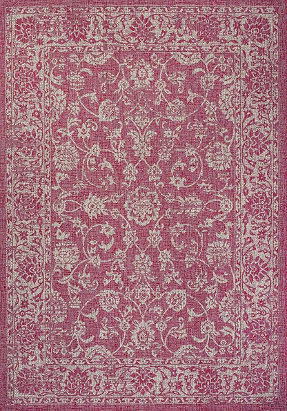 JONATHAN Y Weave Floral Indoor Outdoor Area Rug 3X5 Fuchsia/Light Gray, Tela Bohemian Textured for Backyard, Patio, Porch, Easy-Cleaning, High Traffic, Pet-Friendly, Non-Shedding (SMB100G-3)