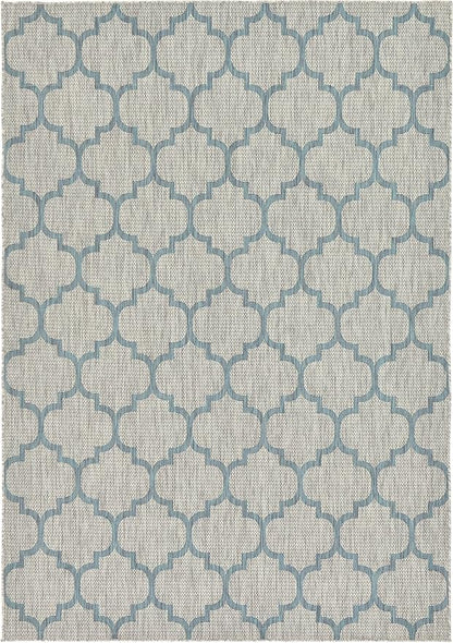 Unique Loom Outdoor Trellis Collection Area Rug (7' 1" x 10' Rectangle, Gray/ Ivory)