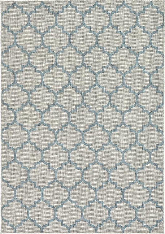 Unique Loom Outdoor Trellis Collection Area Rug (7' 1" x 10' Rectangle, Gray/ Ivory)