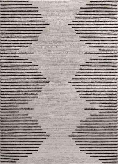 Rugshop Bohemian Stripe Stain Resistant High Traffic Living Room Kitchen Bedroom Dining Home Office Area Rug 10' x 14' Cream