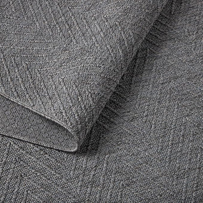 TOWN & COUNTRY BASICS Pax Herringbone Textured Solid Everwash® Washable Area Rug, Low Pile, Non-Slip Backing, Easy Clean Pet & Family Friendly Rug, Dark Grey, 8' Round