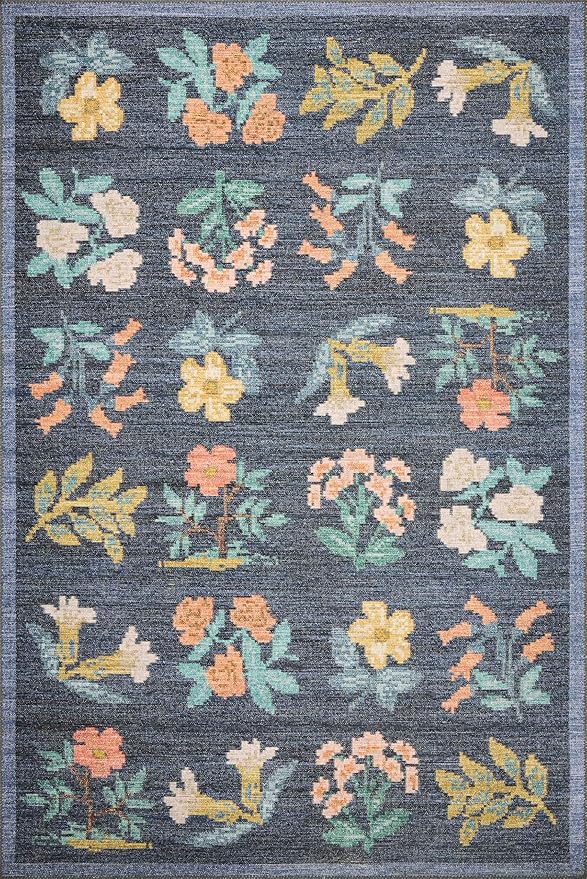 Loloi Rifle Paper Co. Rosa Collection RSA-03 Navy 2'-6" x 9'-6" Runner Rug