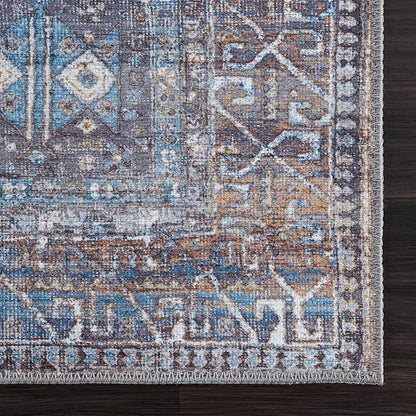 Bloom Rugs Washable 4' x 6' Rug - Slate Gray/Blue Traditional Area Rug for Living Room, Bedroom, Dining Room, and Kitchen - Exact Size: 4' x 6'