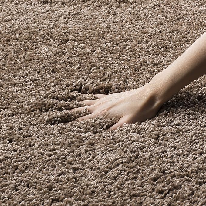 SAFAVIEH Milan Shag Collection X-Large Area Rug - 11' x 16', Dark Beige, Solid Design, Non-Shedding & Easy Care, 2-inch Thick Ideal for High Traffic Areas in Living Room, Bedroom (SG180-1414)