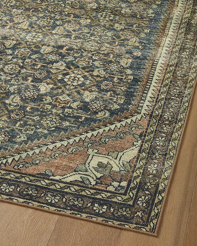 Loloi Magnolia Home by Joanna Gaines Banks Collection BAN-02 Denim/Clay 5'-0" x 7'-6", .13" Pile Height, Machine Washable, Area Rug