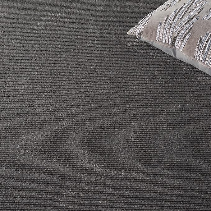 SAFAVIEH Revive Collection Area Rug - 6'7" Square, Charcoal, Solid Design, Non-Shedding & Easy Care, Ideal for High Traffic Areas in Living Room, Bedroom (REV102H)