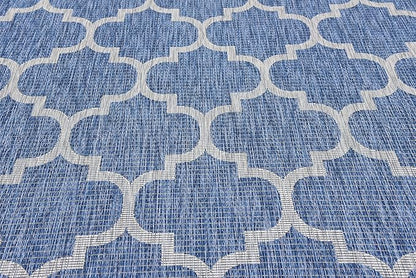 Unique Loom Outdoor Trellis Collection Area Rug (7' 10" x 11' 4" Rectangle, Navy Blue/ Ivory)