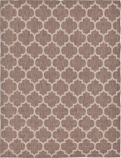 Unique Loom Outdoor Trellis Collection Area Rug (9' x 12' Rectangle, Brown/ Ivory)