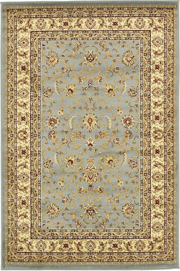 Unique Loom Voyage Collection Traditional Oriental Classic Intricate Design Area Rug (4' 0 x 6' 0 Rectangular, Light Blue/Gold)