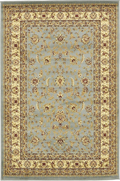 Unique Loom Voyage Collection Traditional Oriental Classic Intricate Design Area Rug (4' 0 x 6' 0 Rectangular, Light Blue/Gold)