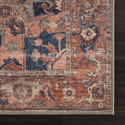 Bloom Rugs Washable 10 ft Runner - Beige/Terracotta Traditional Runner for Entryway, Hallway, Bathroom, and Kitchen - Exact Size: 2.5' x 10'