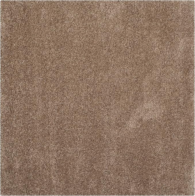 SAFAVIEH Milan Shag Collection 5'1" Square Dark Beige SG180 Solid Non-Shedding Living Room Bedroom Dining Room Entryway Plush 2-inch Thick Area Rug