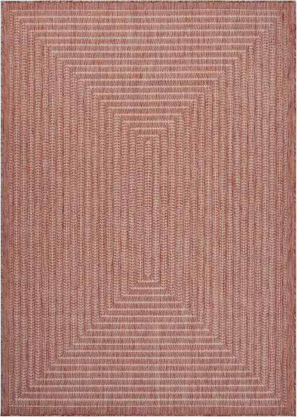Adiva Rugs Outdoor Indoor Area Rug, Weather Resistant, Easy to Clean, Stain Resistant Floor Mat for Dining Room, Backyard, Deck, Patio (Copper Weiss, 5' x 7')
