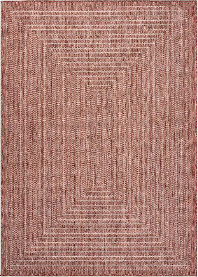 Adiva Rugs Outdoor Indoor Area Rug, Weather Resistant, Easy to Clean, Stain Resistant Floor Mat for Dining Room, Backyard, Deck, Patio (Copper Weiss, 8' x 10')