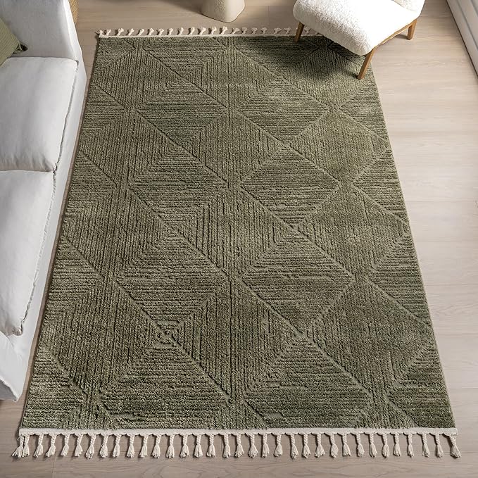 nuLOOM Kerry Green, 5'3" x 7'6", Geometric, Soft and Cozy, High Traffic, Stain Resistant, Easy Clean, Durable Area Rug for Bedroom, Living Room, Dining Space, Den, Foyer, Entryway