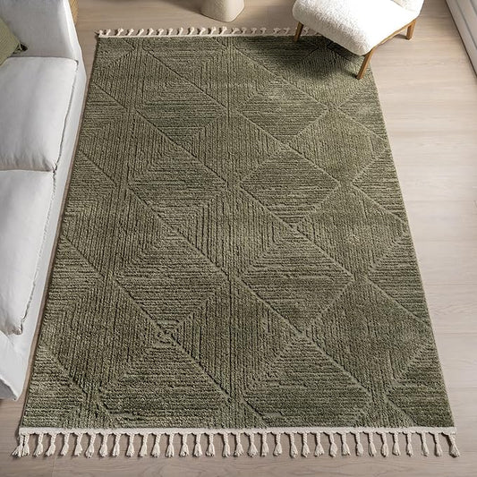 nuLOOM Kerry Green, 7'10" x 10', Geometric, Soft and Cozy, High Traffic, Stain Resistant, Easy Clean, Durable Area Rug for Bedroom, Living Room, Dining Space, Den, Foyer, Entryway