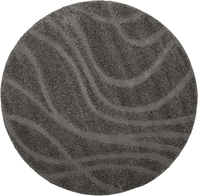 SAFAVIEH Florida Shag Collection Area Rug - 8' Round, Grey & Grey, Non-Shedding & Easy Care, 1.2-inch Thick Ideal for High Traffic Areas in Living Room, Bedroom (SG471-8080)