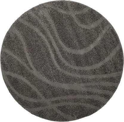 SAFAVIEH Florida Shag Collection Area Rug - 6' x 8' Oval, Grey & Grey, Non-Shedding & Easy Cleaning, Plush Thick Pile, Ideal for Living Room, Bedroom, Dining Space (SG471-8080)
