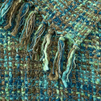 Multi-Color Green Cable Knitted Throw Blanket for Couch,50"X60" Boho Style Textured Blankets for Home Decor,Super Soft Warm Cozy Chunky Knit Blanket with Decorative Tassels for Bed and Sofa