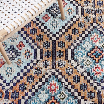 SAFAVIEH Area Rug 8x10 - Madison Collection - Large - Orange & Beige, Boho Diamond Distressed Design, Non-Shedding & Easy Cleaning, Ideal for Living Room, Bedroom, Office, Dining Space (MAD418P)
