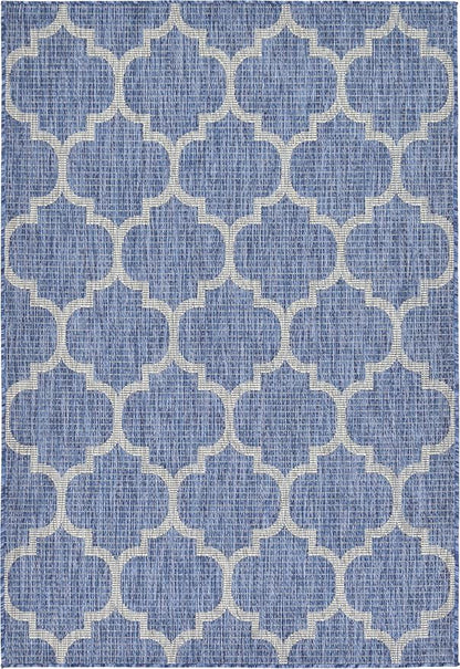 Unique Loom Outdoor Trellis Collection Area Rug (4' 1" x 6' 1" Rectangle, Navy Blue/ Ivory)