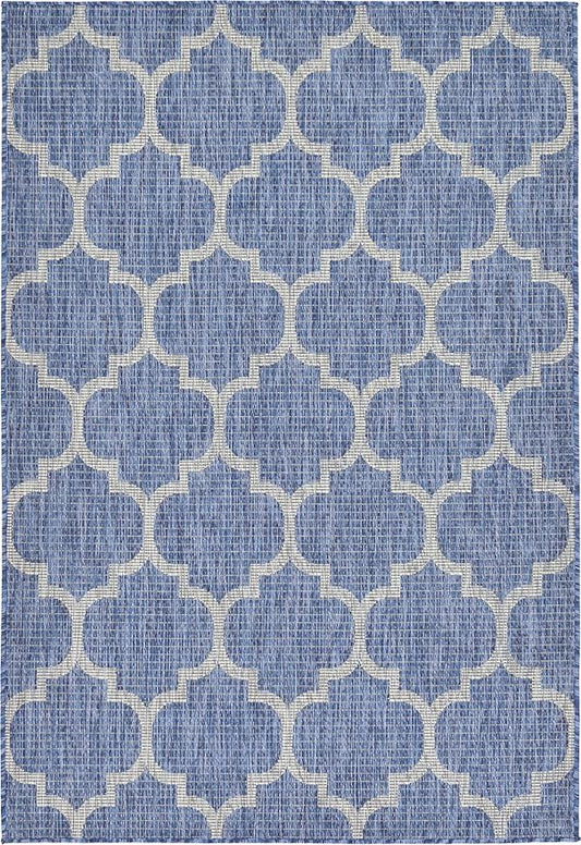 Unique Loom Outdoor Trellis Collection Area Rug (4' 1" x 6' 1" Rectangle, Navy Blue/ Ivory)