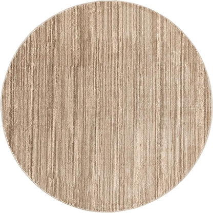 SAFAVIEH Vision Collection Area Rug - 8' Round, Light Brown, Modern Ombre Design, Non-Shedding & Easy to Clean, Ideal for Living Room, Bedroom, Dining Space (VSN606C)