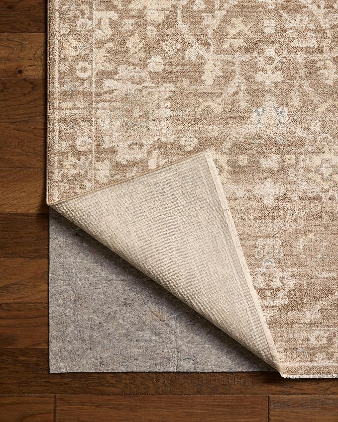 Loloi Chris Loves Julia Palma Collection PLM-09 Brown/Earth 6'-3" x 9'-6" Fringe Area Rug Vintage Style Boho Living Room Bedroom Carpet