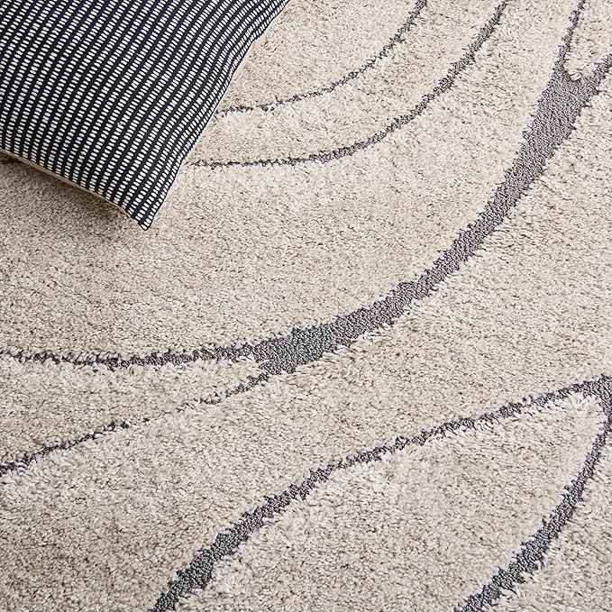 SAFAVIEH Florida Shag Collection Area Rug - 2'3" x 21' Runner, Cream & Grey, Non-Shedding & Easy Cleaning, Plush Thick Pile, Ideal for Living Room, Bedroom, Dining Space (SG471-1180)