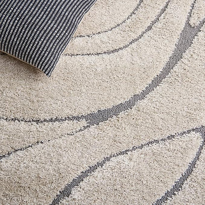 SAFAVIEH Florida Shag Collection Area Rug - 2'3" x 17' Runner, Cream & Grey, Non-Shedding & Easy Cleaning, Plush Thick Pile, Ideal for Living Room, Bedroom, Dining Space (SG471-1180)