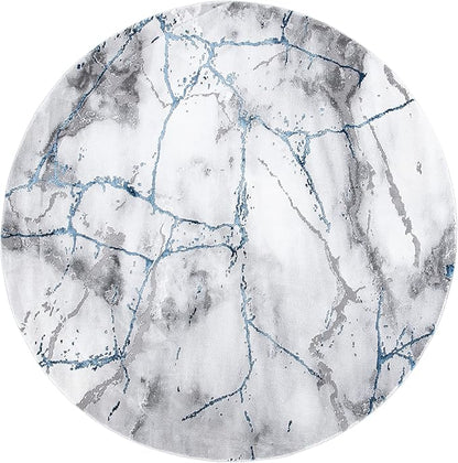 SAFAVIEH Craft Collection 10' Round Ivory Grey/Blue CFT877M Modern Abstract Non-Shedding Living Room Dining Bedroom Foyer Area Rug