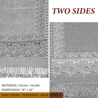 Achillea Big Paisley Pashmina Shawl Wrap for Women – Elegant Scarf for Weddings, Evening Dresses, Festivals & Daily Wear