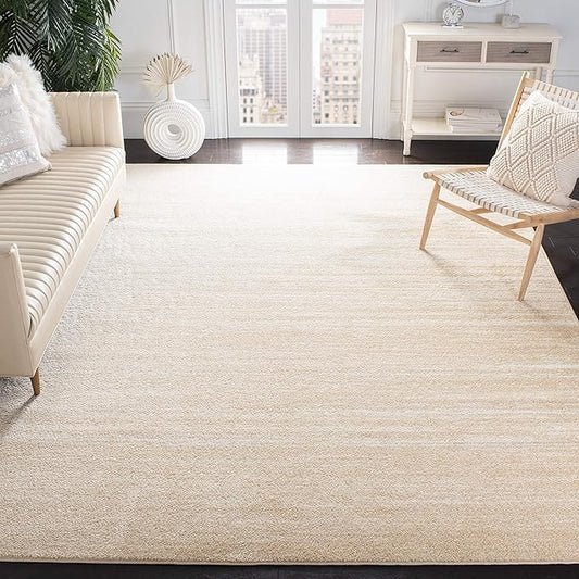 SAFAVIEH Adirondack Collection Area Rug - 12' Square, Champagne & Cream, Modern Ombre Design, Non Shedding & Easy to Clean, Ideal for Living Room, Bedroom, Office, Dining Space (ADR113W)