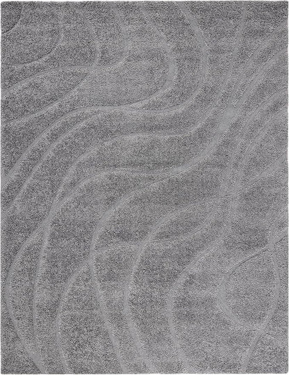 SAFAVIEH Area Rug 8x10 - Florida Shag Collection - Large - Grey & Grey, Non-Shedding & Easy Cleaning, Plush Thick Pile, Ideal for Living Room, Bedroom, Dining Space (SG471080)