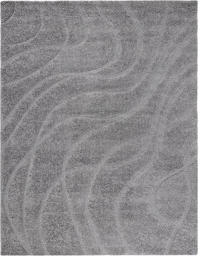 SAFAVIEH Florida Shag Collection Area Rug - 9'6" x 13', Grey & Grey, Non-Shedding & Easy Care, 1.2-inch Thick Ideal for High Traffic Areas in Living Room, Bedroom (SG471-8080)