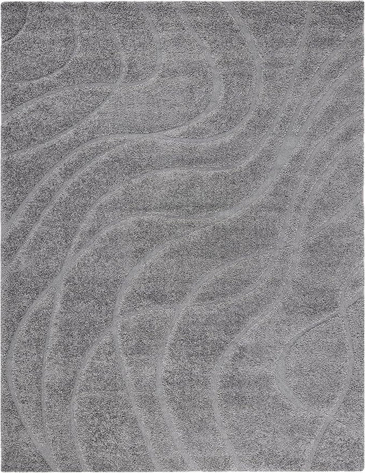 SAFAVIEH Florida Shag Collection Area Rug - 8'6" x 12', Grey & Grey, Non-Shedding & Easy Care, 1.2-inch Thick Ideal for High Traffic Areas in Living Room, Bedroom (SG471-8080)