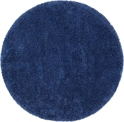 SAFAVIEH Milan Shag Collection 7' Round Navy SG180 Solid Non-Shedding Living Room Bedroom Dining Room Entryway Plush 2-inch Thick Area Rug