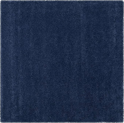 SAFAVIEH Milan Shag Collection Area Rug - 11' Square, Navy, Solid Design, Non-Shedding & Easy Care, 2-inch Thick Ideal for High Traffic Areas in Living Room, Bedroom (SG180-7070)