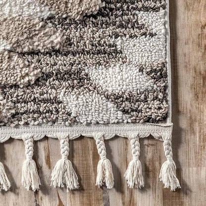 nuLOOM Adelade Beige/Ivory, 5'3" x 7'6", Southwestern, Shaggy, Soft and Cozy, High Traffic, Stain Resistant Area Rug for Bedroom, Living Room, Dining Space, Den, Foyer, Entryway