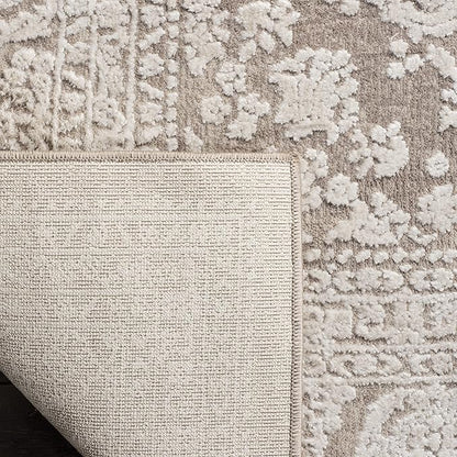 SAFAVIEH Area Rug 5' Square - Reflection Collection - Beige & Cream, Non-Shedding & Easy Cleaning, Ideal for Entryway, Living Room, Bedroom (RFT668A)