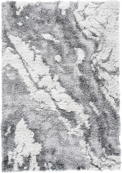 SAFAVIEH Horizon Shag Collection Accent Rug - 4' x 6', Grey & Ivory, Non-Shedding & Easy Care, 2-inch Thick Ideal for High Traffic Areas in Entryway, Living Room, Bedroom (HZN890F)
