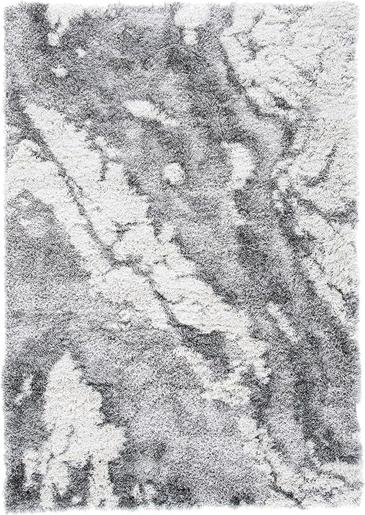 SAFAVIEH Horizon Shag Collection Accent Rug - 2' x 3', Grey & Ivory, Non-Shedding & Easy Care, 2-inch Thick Ideal for High Traffic Areas in Entryway, Living Room, Bedroom (HZN890F)