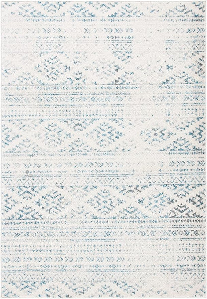 SAFAVIEH Area Rug 10x13 - Tulum Collection - Large - Ivory & Turquoise, Moroccan Boho Tribal Design, Non-Shedding & Easy to Clean, Ideal for Living Room, Bedroom, Dining Space (TUL272E)