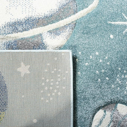 SAFAVIEH Carousel Kids Collection Runner Rug - 2'3" x 6', Teal & Ivory, Non-Shedding & Easy Care, Ideal for High Traffic Areas for Boys & Girls in Playroom, Nursery, Bedroom (CRK103J)