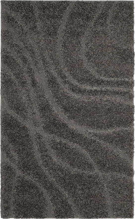 SAFAVIEH Florida Shag Collection Accent Rug - 3'3" x 5'3", Grey & Grey, Non-Shedding & Easy Care, 1.2-inch Thick Ideal for High Traffic Areas in Entryway, Living Room, Bedroom (SG471-8080)