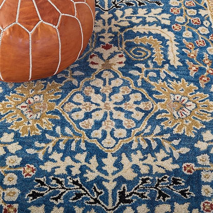 SAFAVIEH Antiquity Collection Runner Rug - 2'3" x 20', Dark Blue & Multi, Handmade Wool, Traditional Oriental Design, Ideal for The Living Room, Bedroom, Dining Room (AT64B-220)