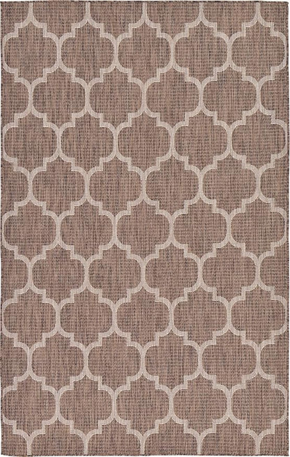 Unique Loom Outdoor Trellis Collection Area Rug (5' 3" x 8' Rectangle, Brown/ Ivory)