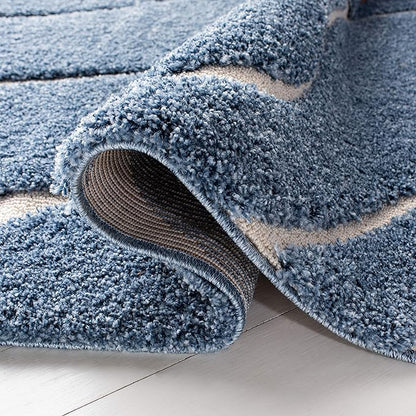 SAFAVIEH Florida Shag Collection Runner Rug - 2'3" x 11', Light Blue & Cream, Non-Shedding & Easy Care, 1.2-inch Thick Ideal for High Traffic Areas in Living Room, Bedroom (SG471-6011)