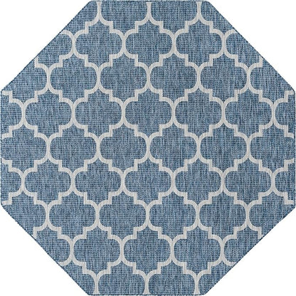 Unique Loom Outdoor Trellis Collection Area Rug - Trellis (Octagon 8' 0" x 8' 0", Navy Blue/ Ivory)
